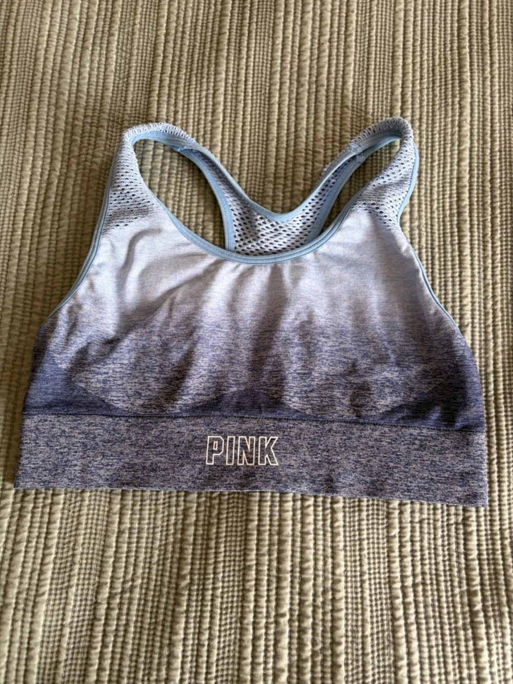 PINK Victoria's Secret Light-to-Dark Blue Ombre Racerback Sports Bra